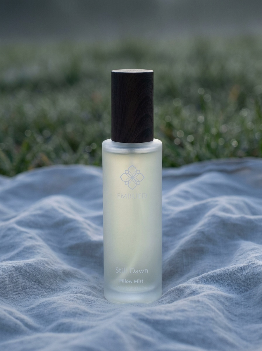 Skincare bottle with black cap on a textured surface with grass in the background